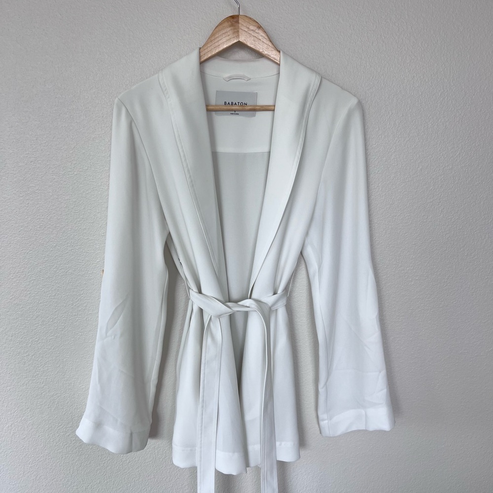 Babaton White Belted Blazer